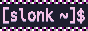 slonk's website - says '[slonk ~]$' in pink text